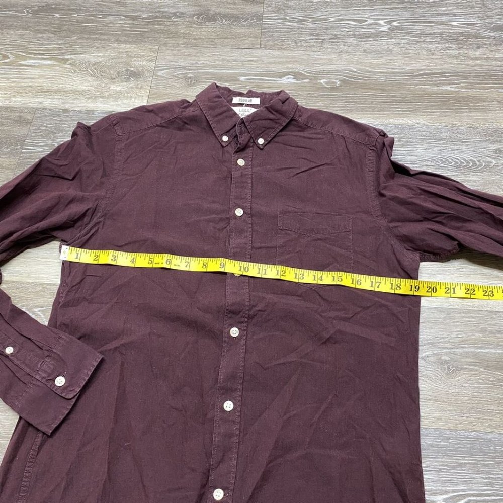 L.O.G.G. by H&M Regular Fit Button Down Burgundy Casual Shirt Men's Size Small - Picture 4 of 8